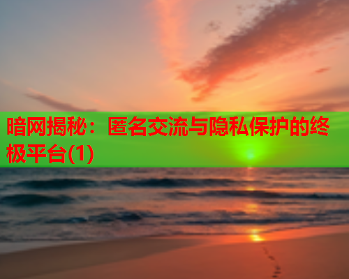 暗网揭秘：匿名交流与隐私保护的终极平台(1)