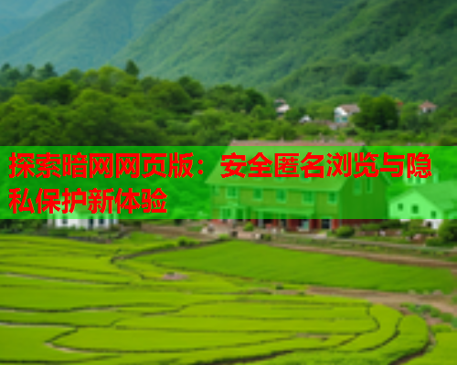 探索暗网网页版：安全匿名浏览与隐私保护新体验